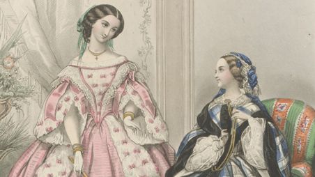 Héloïse Leloir, L'Iris–Moniteur des Modes: Two Ladies in Concert and Home Gowns, graphic reproduction