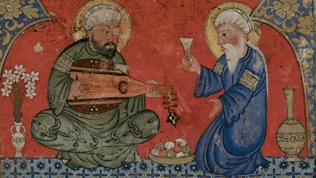 Detail of the Diez Album fol. 71, Lute Player and Wine Drinker
